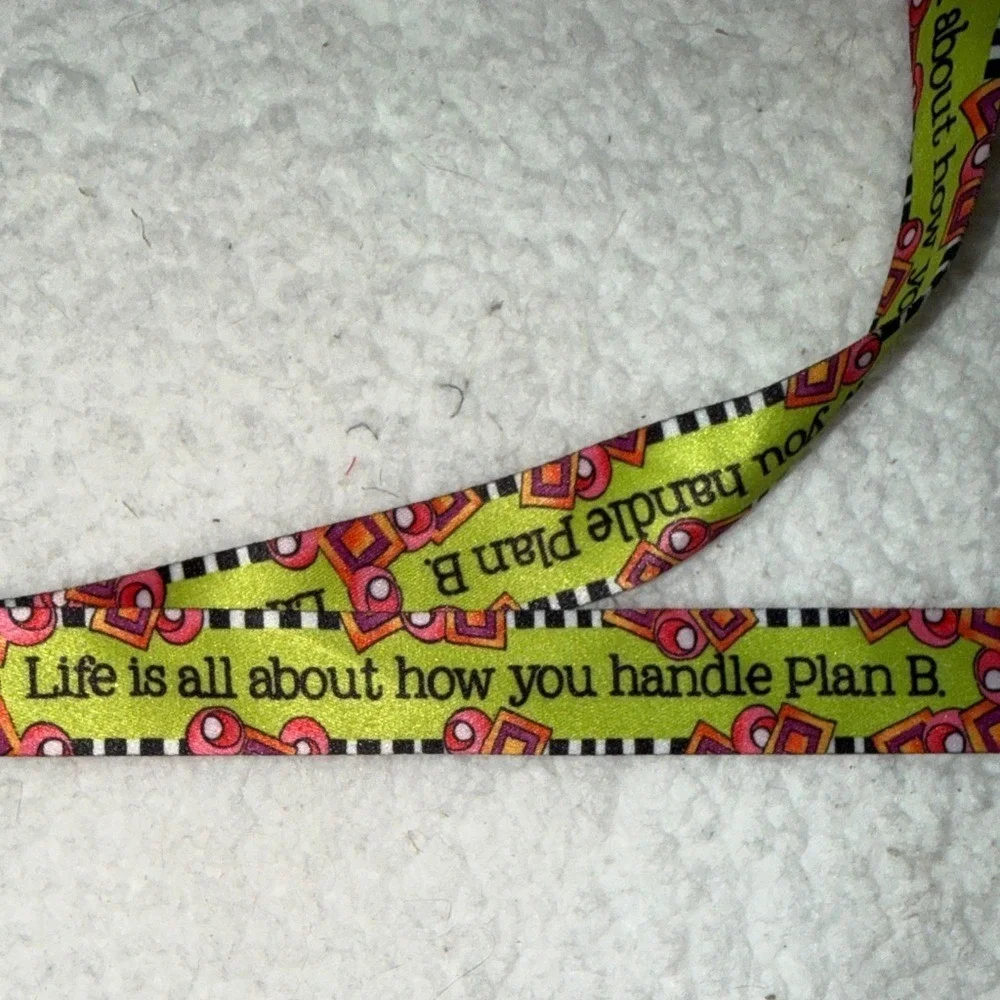 Inspirational Quote Lanyard Retractable ID Badge Reel Plan B Green Geometric